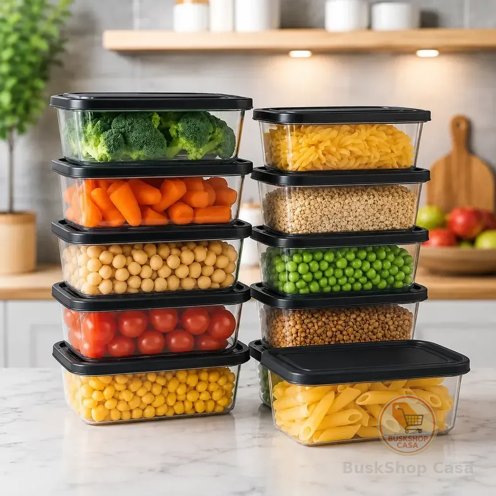 Kit 10 Potes 500ml Bpa Free Microondas Freezer Tampa Preta Preto