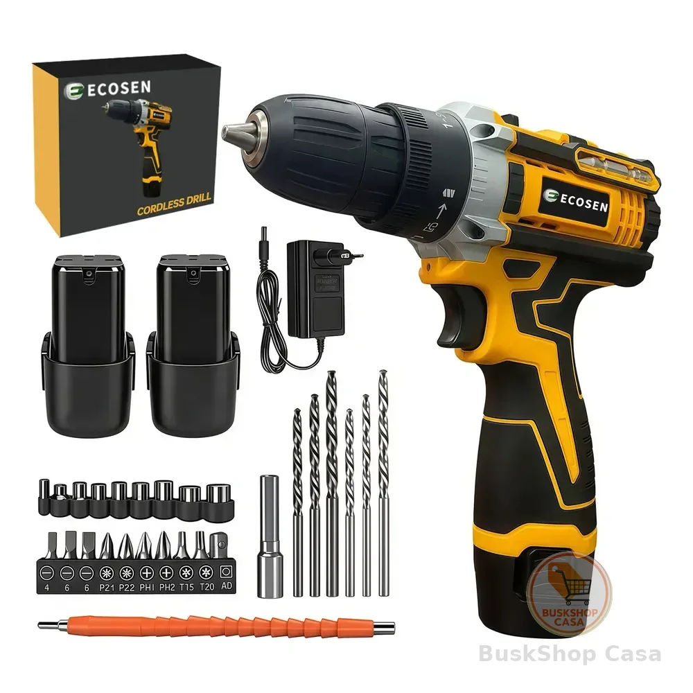 🧡 Parafusadeira Furadeira Sem Fio De 10mm 3/8 2 Bateria Lítio Amarelo 127/220v  50hz/60hz