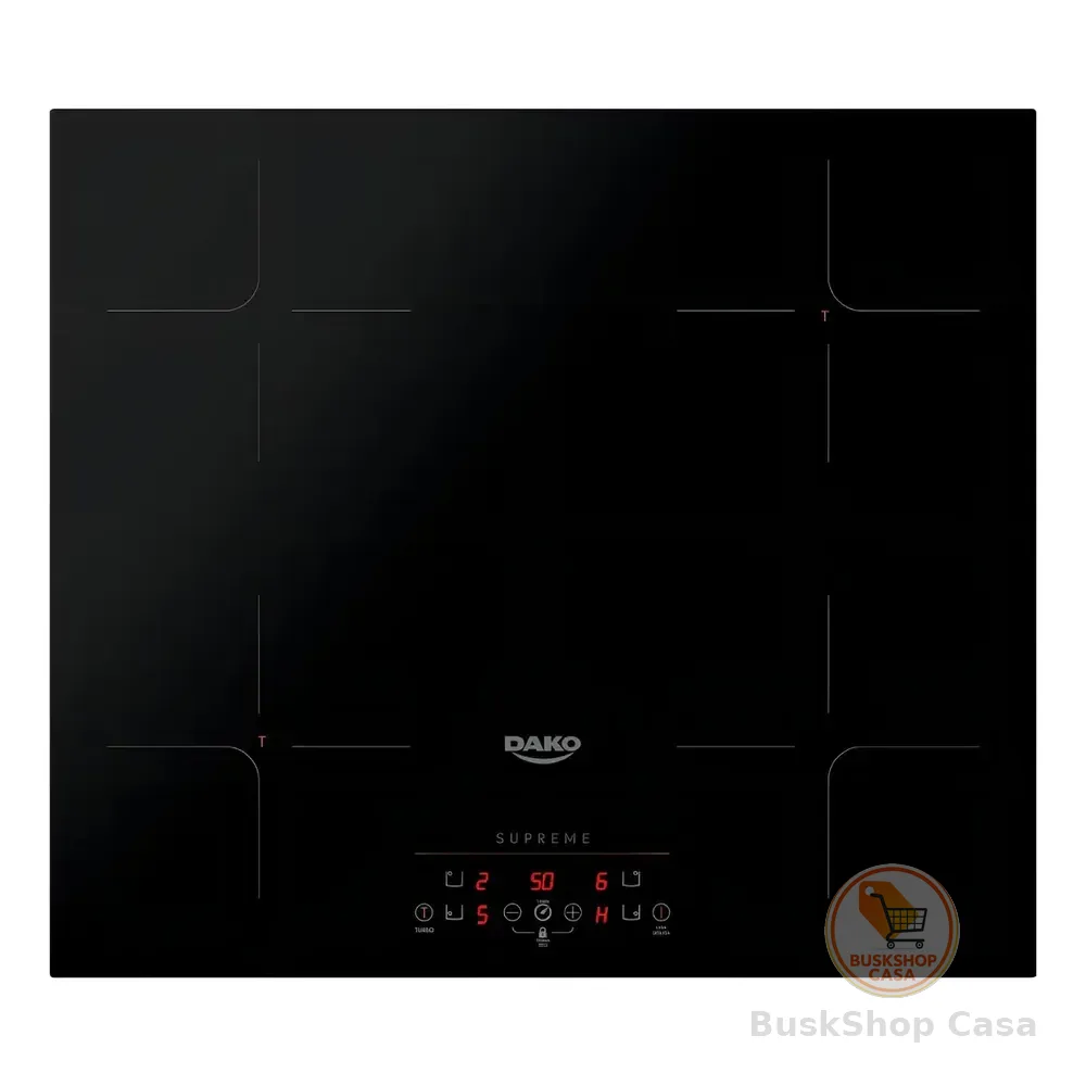 Cooktop De Indução 4 Bocas Dako Supreme Preto Com Trava De Segurança 220v