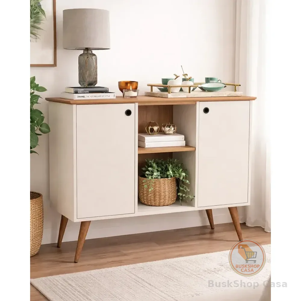 Buffet 2 Portas Aparador Cantinho Café Balcão Sala Retro Off White