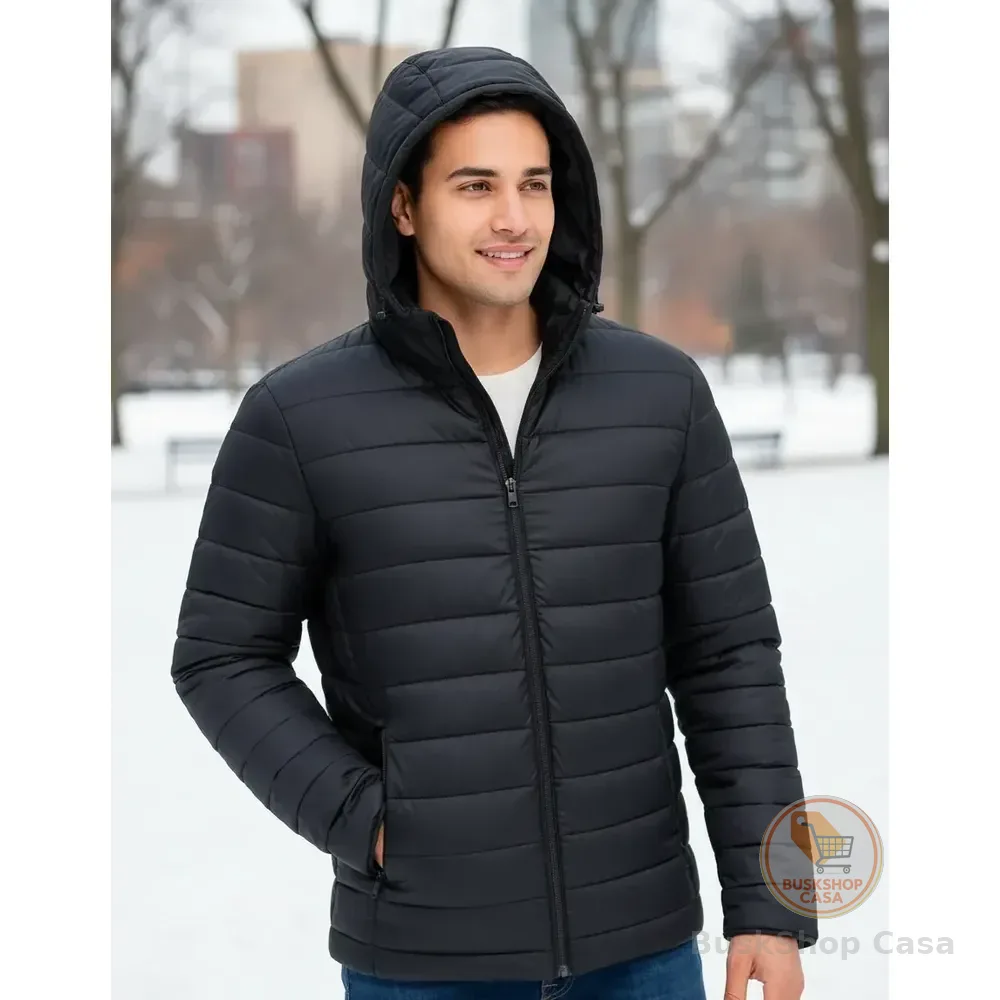 Bobojaco Masculino Impermeável Térmico Corta Vento Capuz Preto M Lisa
