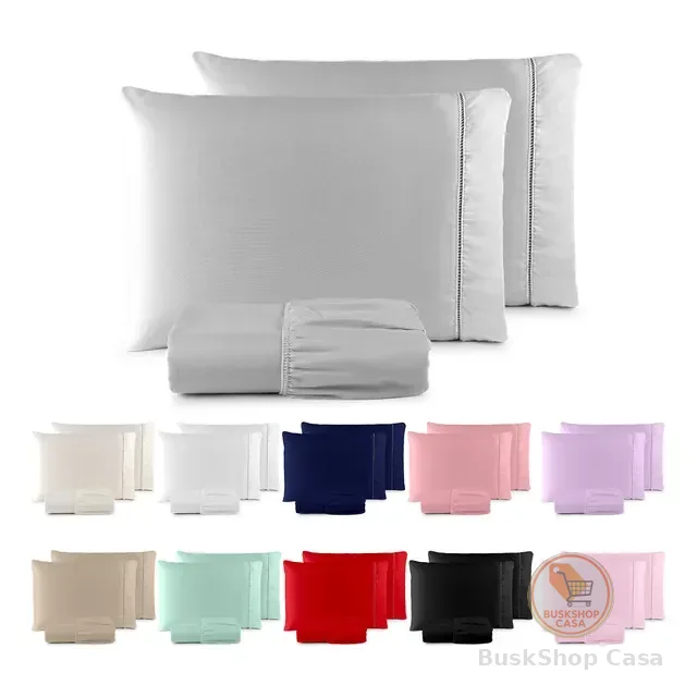 Jogo De Lençol 400 Fios Ponto Palito Cama Queen 3 Pçs Saldão