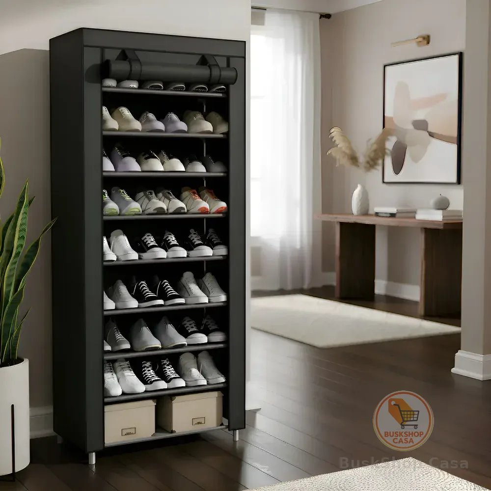 Sapateira Organizador De Sapatos Com 9 Prateleiras Tnt Cor Preto