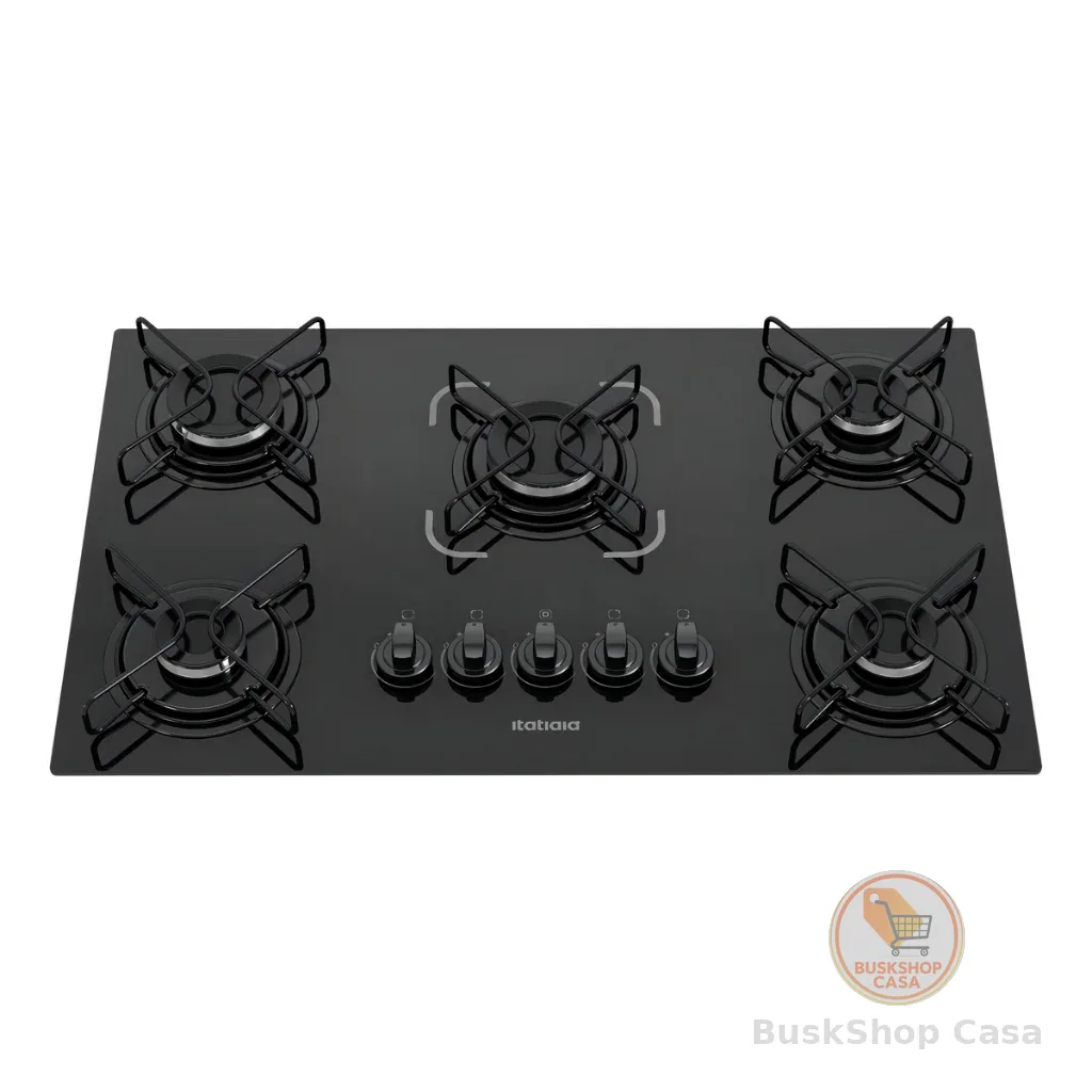 🧡 Cooktop Itatiaia Essencial ESS 5Q Preto Bivolt 127V/220V 5 Bocas Vidro ​Temperado