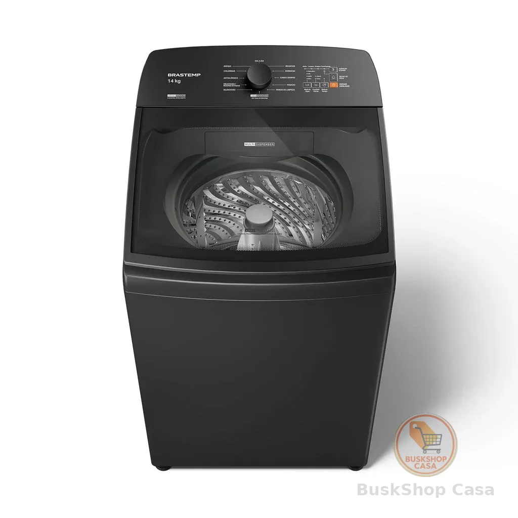 Máquina de Lavar Cinza Platinum Brastemp 14kg com Smart Sensor e Função Reduzir Tempo - BWJ14A9