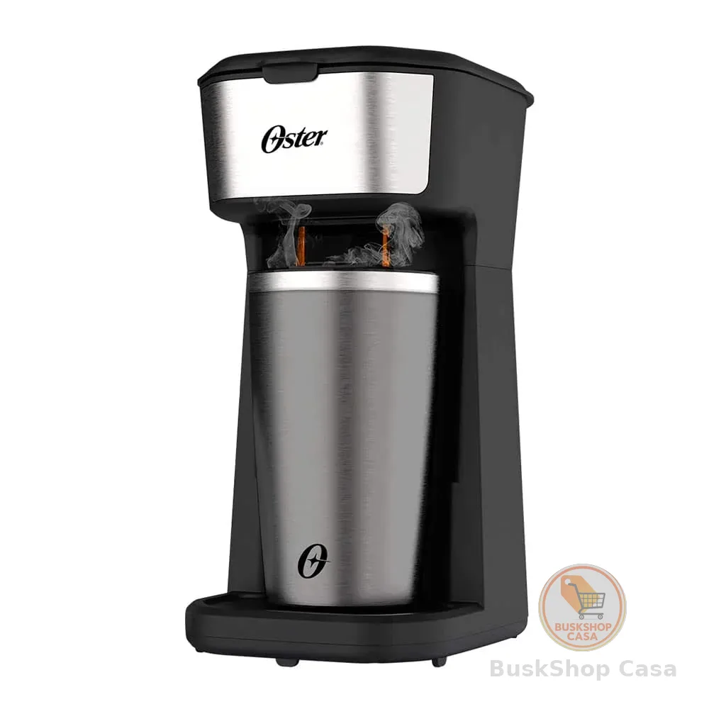 Oster Cafeteira 2Day Inox 2 em 1 com Copo Térmico, 220V, Preto/Inox, 600W, OCAF200