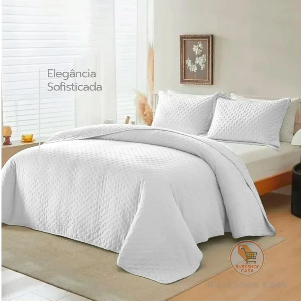 🧡 Cobre Leito Colcha Genebra Mônaco Percal 400 Fios  Toque de Pluma Premium 3 Peças