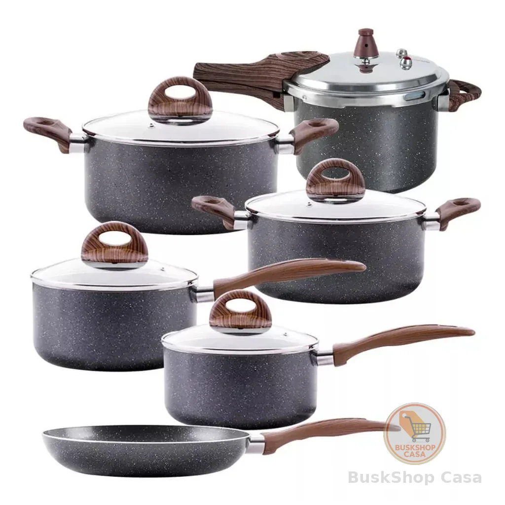Conjunto De Panelas Indução E Gás Brinox Black 6 Peças Preto