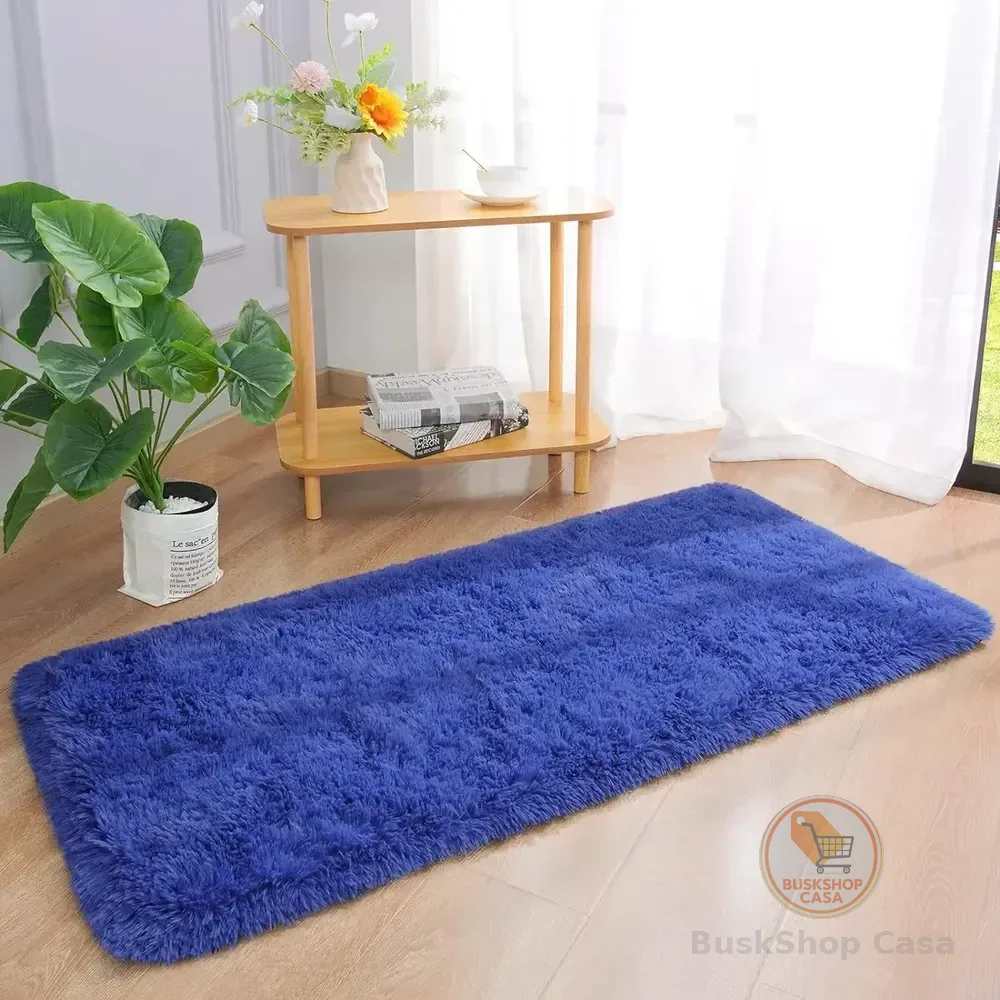 Passadeira Felpuda Azul Texfine 2m X 60cm Tapete Corredor Sala Quarto 2 M 60 Cm