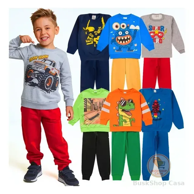 🧡 Kit 06 Peças  Moletom Menino Infantil Inverno Atacado Barato