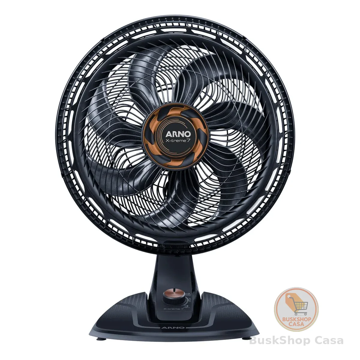 Ventilador de Mesa Arno X-TREME 7 Cinza 40cm VE71, 150W, 7 Pás, 3 Velocidades, Oscilação 80º, Power Zone, Modo Noturno Silencioso, 220V