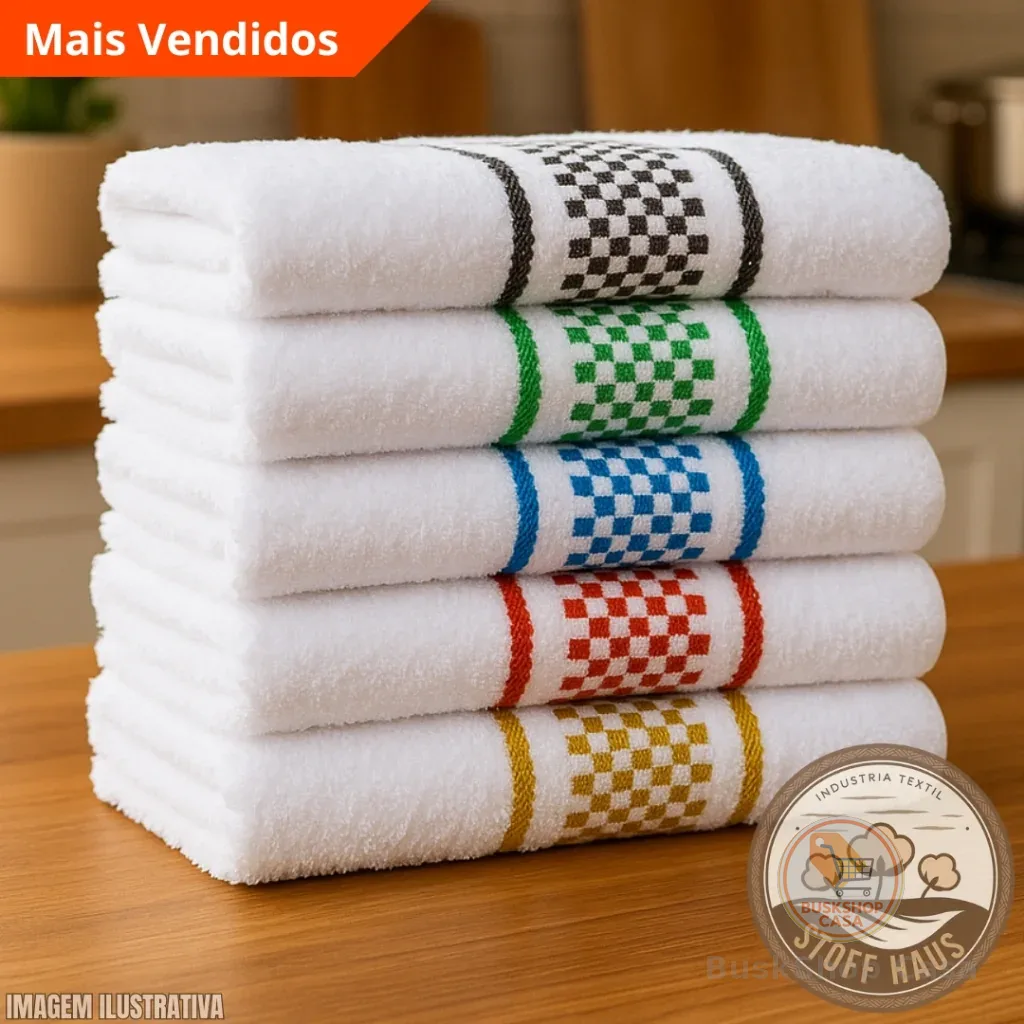 Super Kit 10 / 05 Panos de Prato/Copa Premium 100% Algodão Atoalhada Felpuda Grande Toalha Cozinha