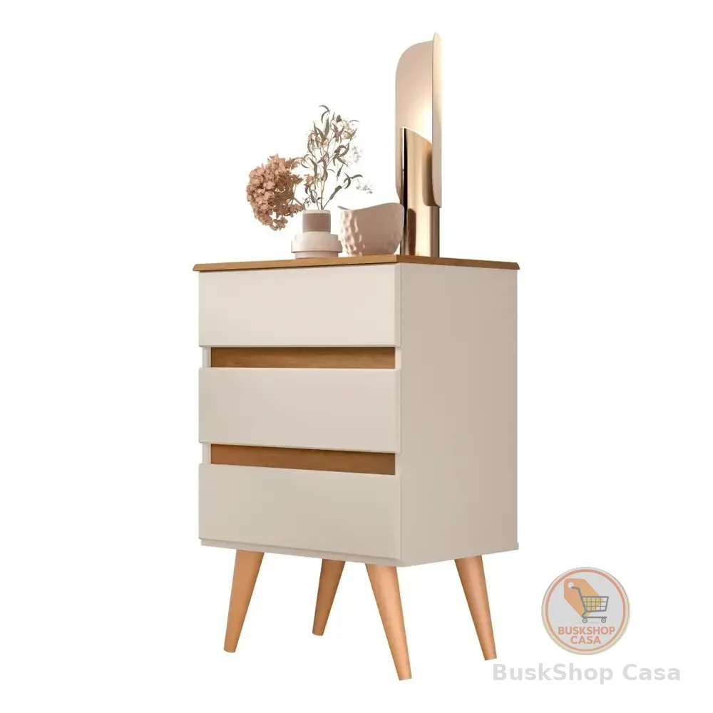 🧡 Mesa De Cabeceira Roma Criado Moderno Para Quarto  3 Gavetas