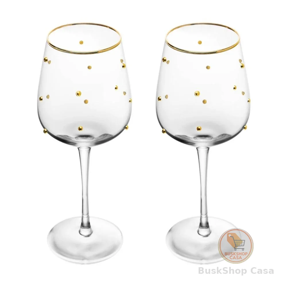 2 Taças para Vinho Balls Fio de Ouro 350ml Vidro Wolff