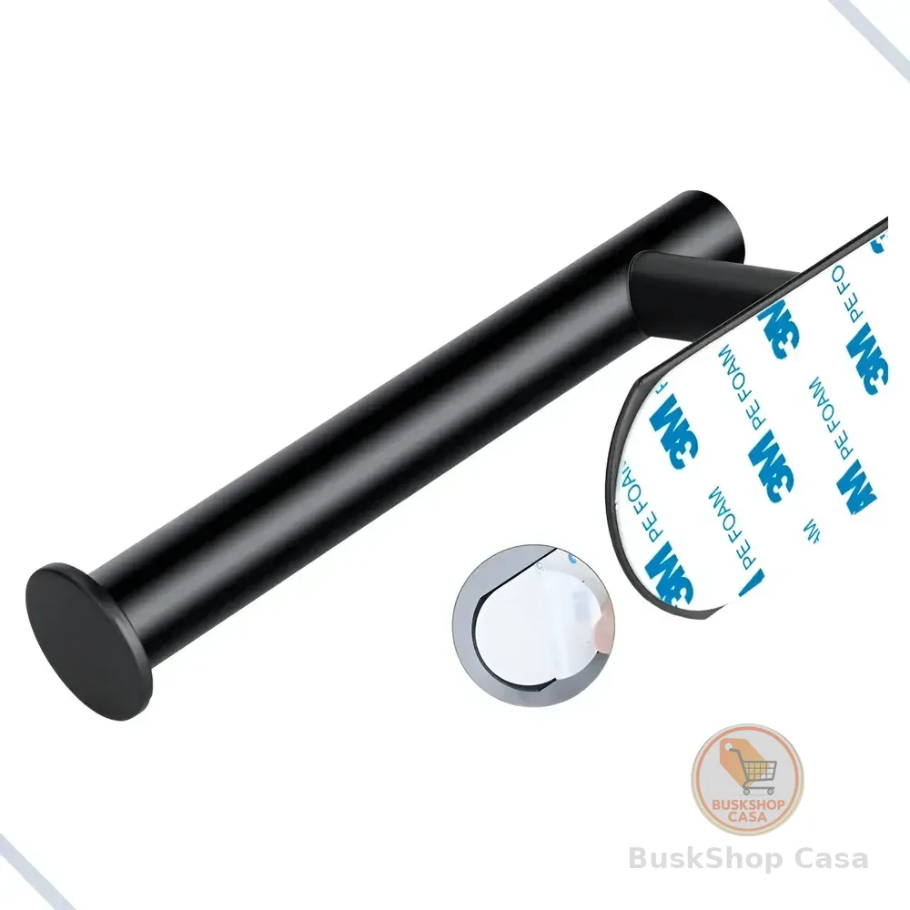Suporte Banheiro Papel Higiênico Preto Fosco Adesivo 3m Preto