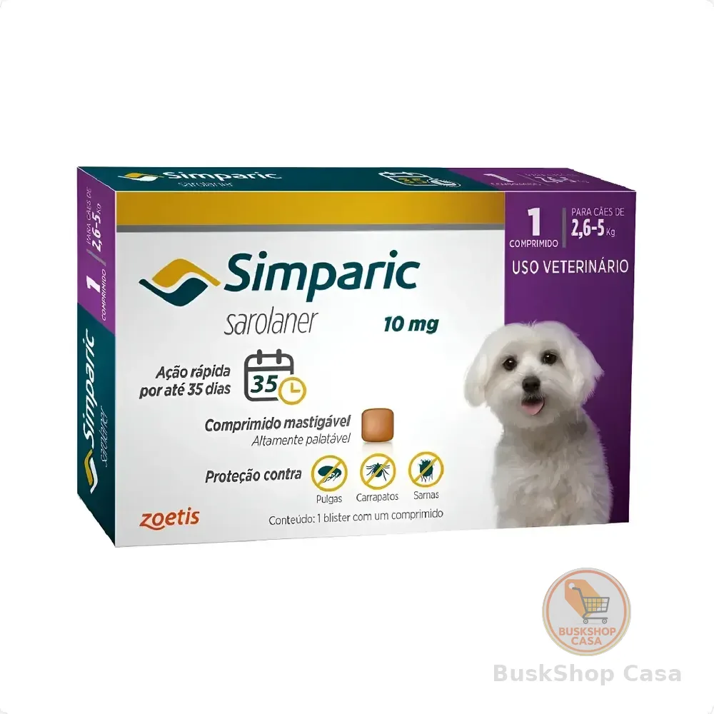 Simparic 10 Mg Antipulgas E Carrapatos 2,6 A 5,0