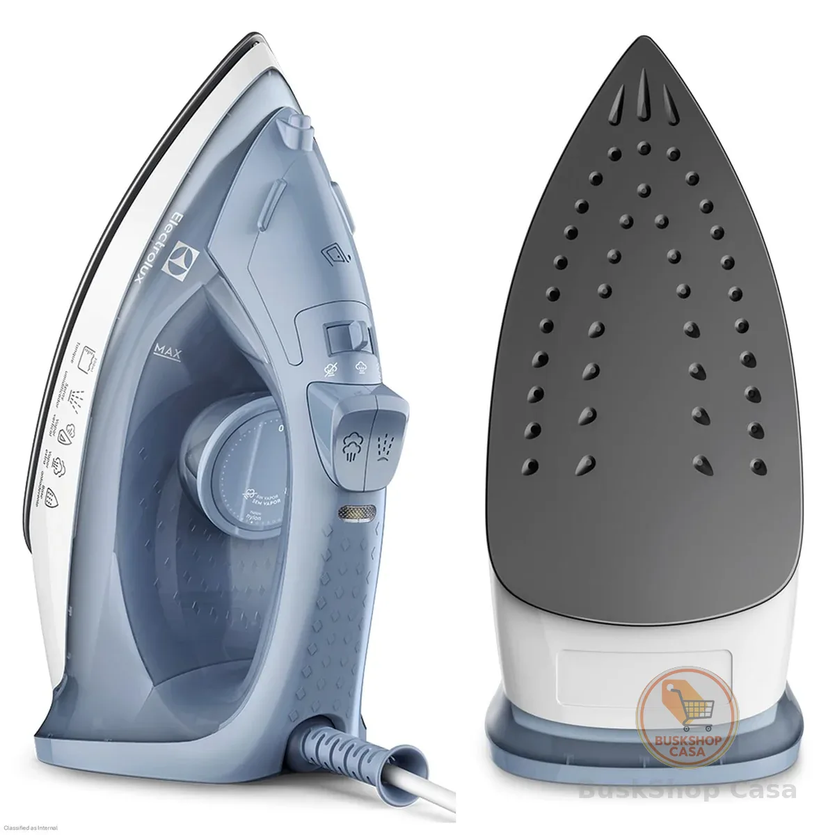 Ferro de passar seco e vapor Electrolux base antiaderente vapor vertical extra 1200W cabo 1,35m azul ESI10 127v