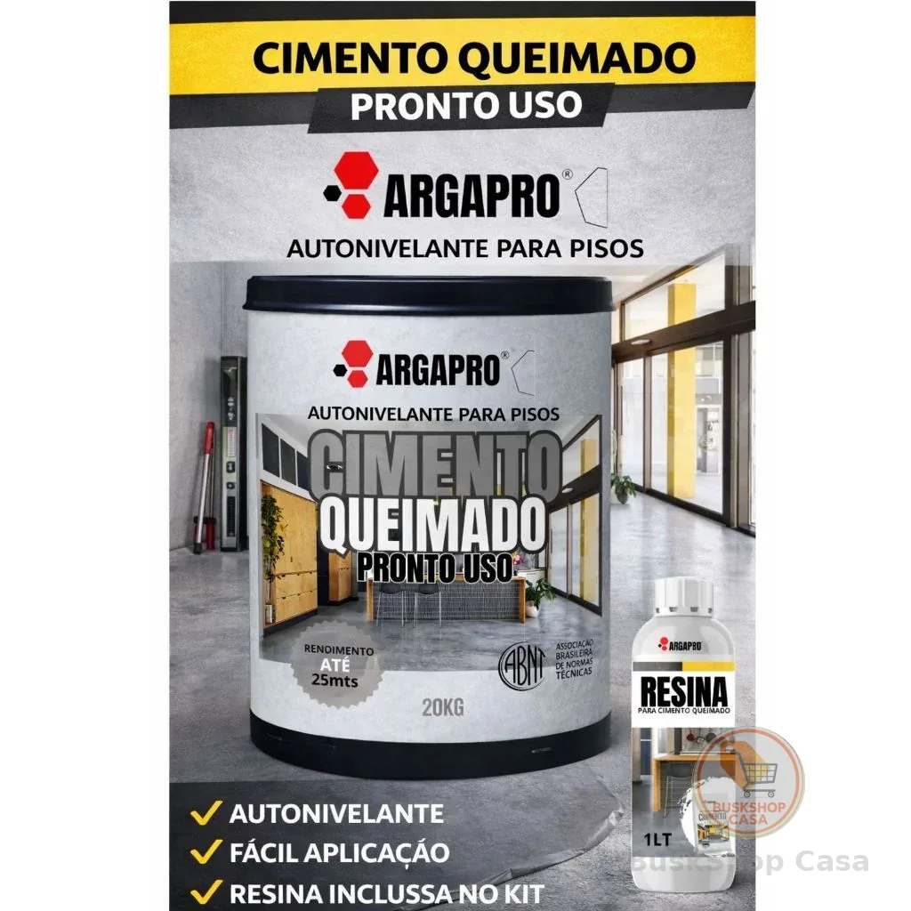Cimento queimado Autonivelante  KIT profissional para piso / contra piso mais resina ARGAPRO 20kg
