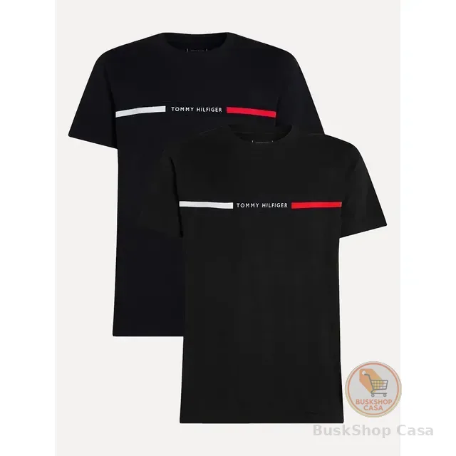 🛍️Kit Camisetas Tommy Hilfiger Insert Azul Marinho/preta 2un