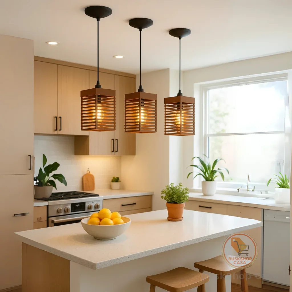 Kit 3 Luminária Pendentes Oriental Para Sala Cozinha Escritório Bivolt Cor Marrom - 3tm