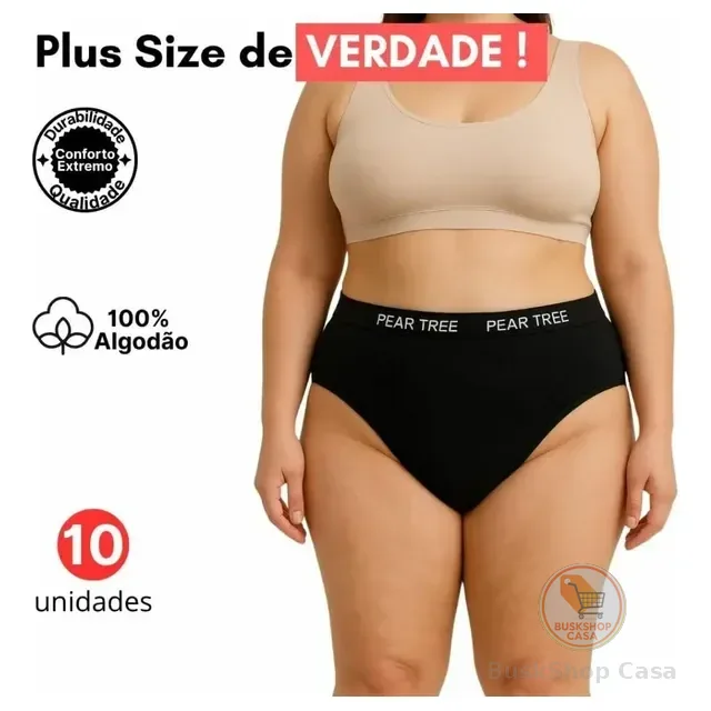 🛍️Kit 10 Calcinhas Plus Size Tangão Algodão Calcinha Conforto