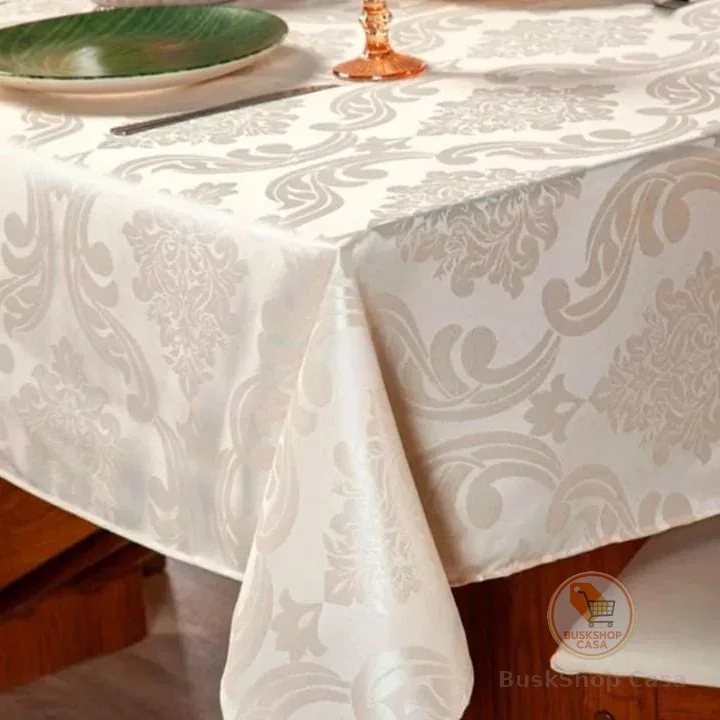 Toalha De Mesa Luxo 6 Lugares Jacquard Original Tecido Grosso