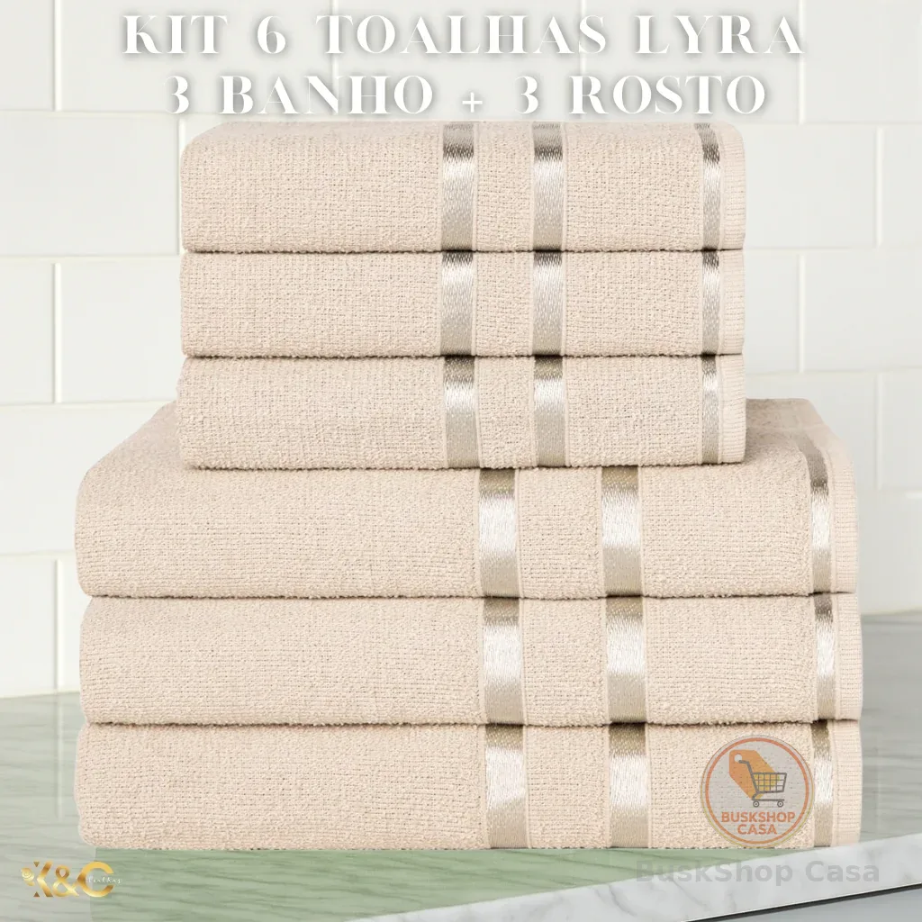 KIT 6 Toalhas Turquesa (3 Banho + 3 Rosto) 100% Algodão