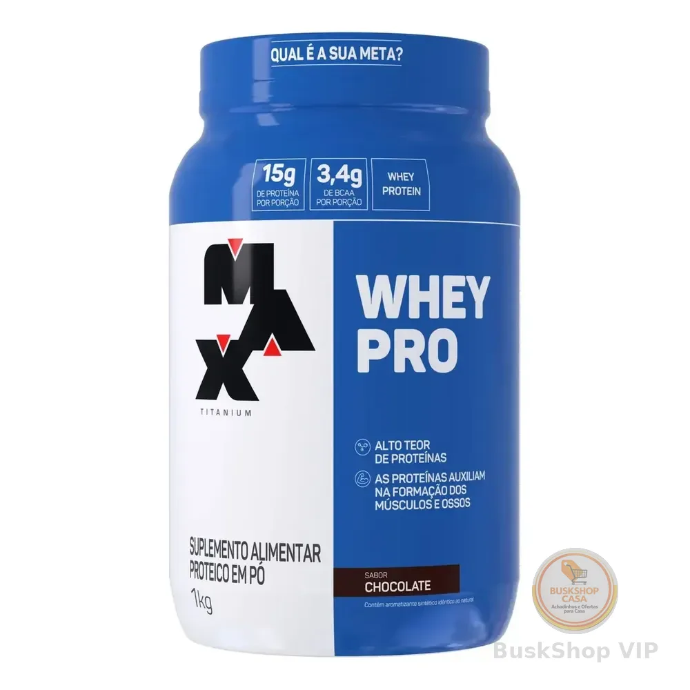 Suplemento Academia Whey Pro Max Titanium Concentrado Pote 1kg Sabor Chocolate