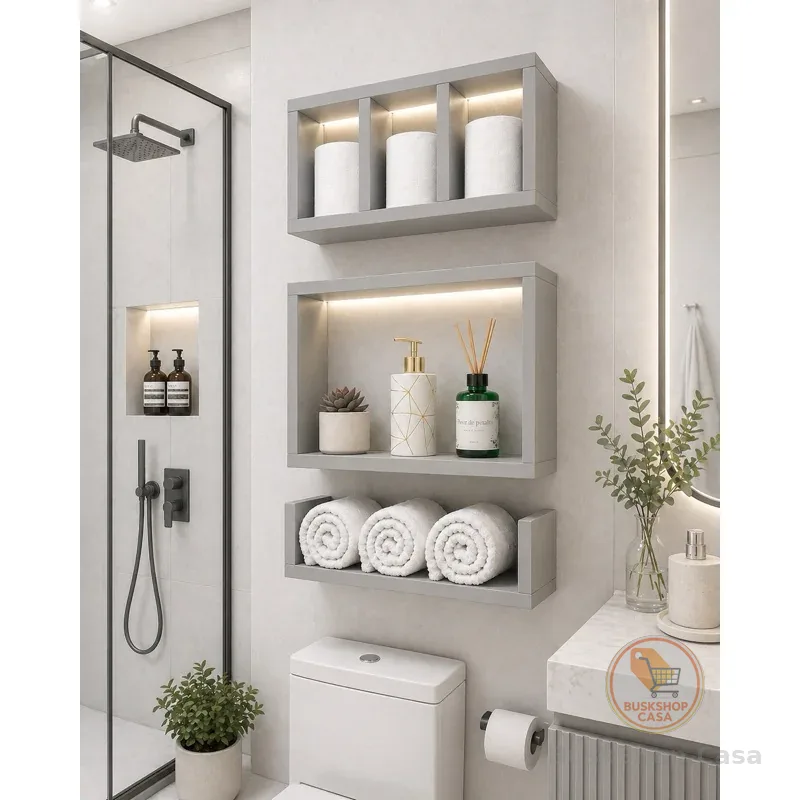 Kit 3 Peças Nicho Prateleira para Banheiro 40 X 10cm MDF /MDP JÁ VAI MONTADO!
