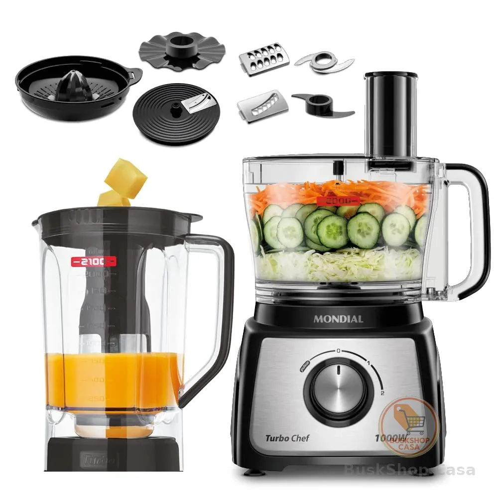 MONDIAL Multiprocessador Turbo Chef 9 em 1, Preto, 1000W, 110V - MPN-01-BF