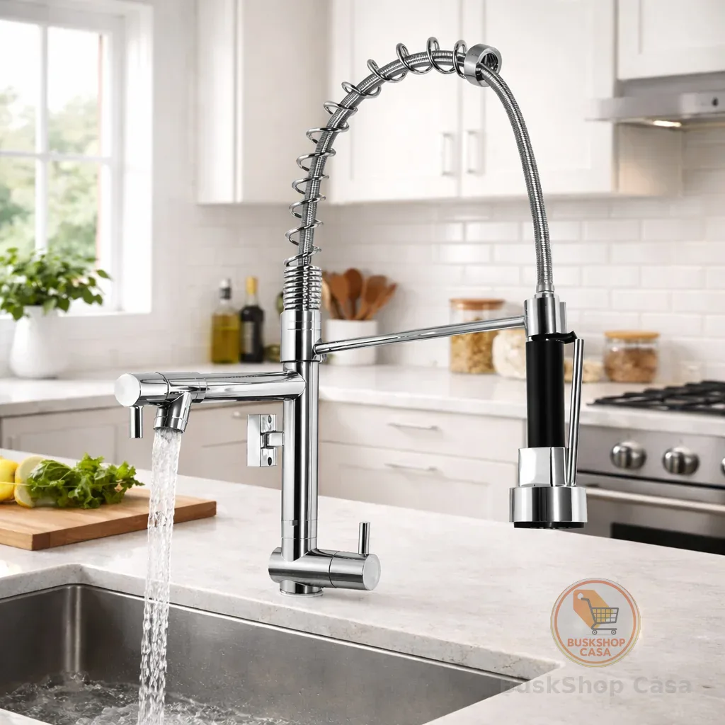 Torneiras de Cozinha Monocomando Gourmet Tutto Home Extensivel com Acionamento Agua quente e fria