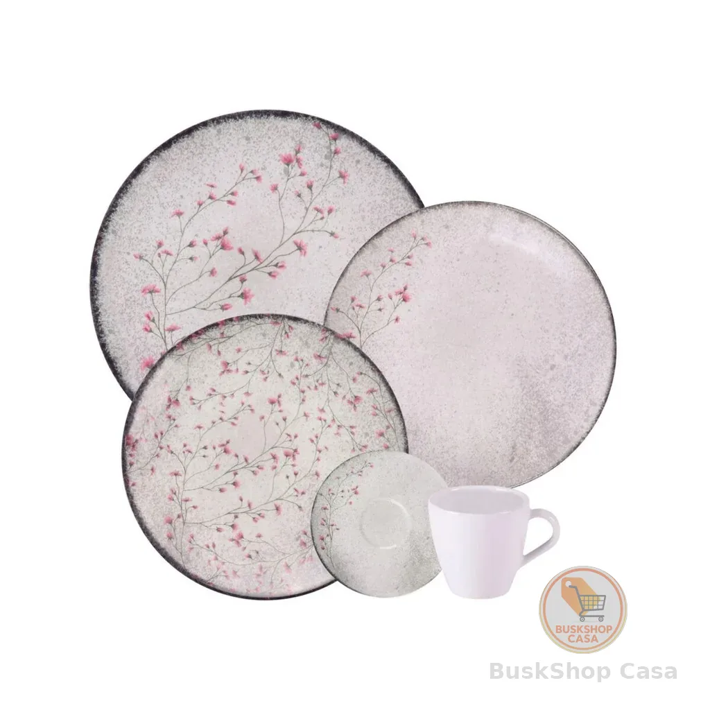 🧡 Aparelho Jogo De Jantar Chá Pratos Porcelana Completo 20 Peças Floralis Tramontina