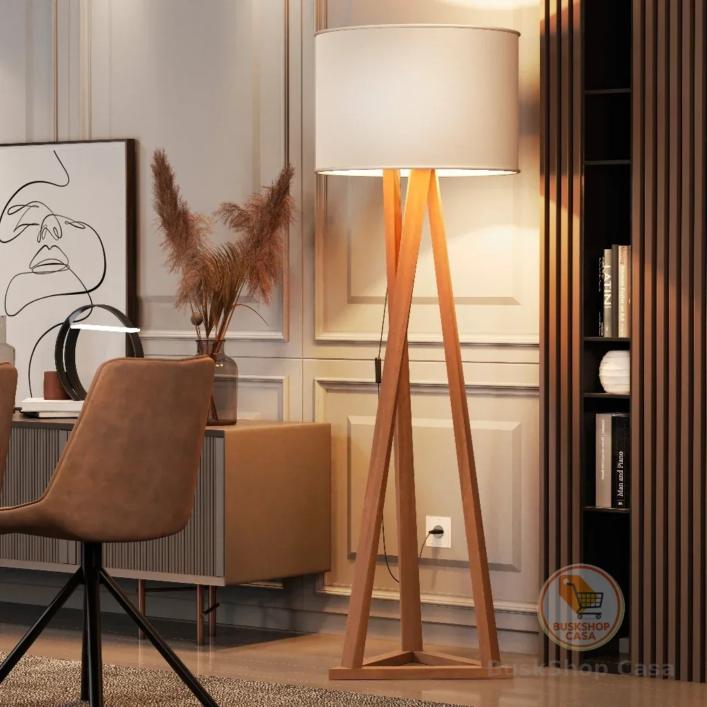 🧡 Abajur De Chão ​Tripé 1,56cm Completo Com Cúpula E Fiação Luminária De Piso Para Sala Quarto