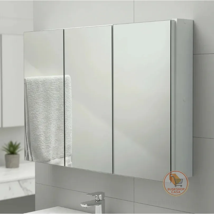 🧡 Armário 90cm Aéreo Banheiro Com 3 Portas De Espelho  - 100% MDF - MONTADO