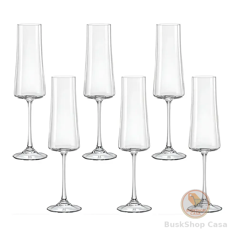 6 Taças De Cristal Para Champagne 210ml Linha Xtra Bohemia