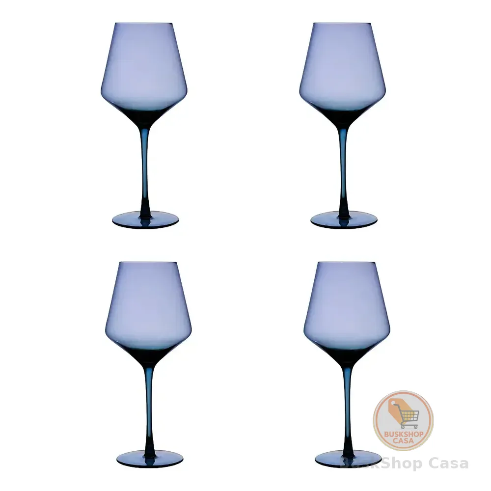 Conjunto 4 Taças De Cristal Vinho 595ml Tuut Luxo Cor Azul