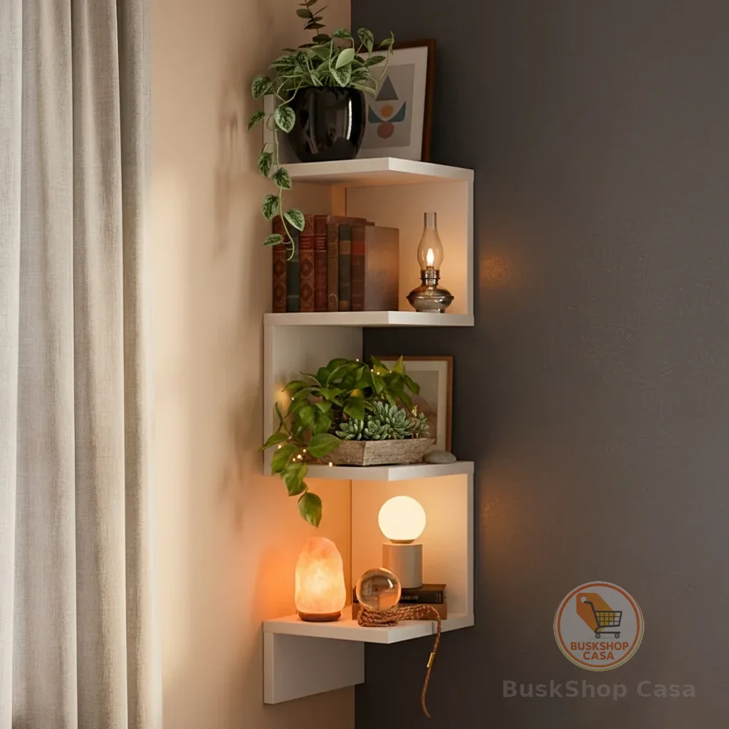 Prateleira De Canto Livros Nicho Mdf Decoração Branca Preta