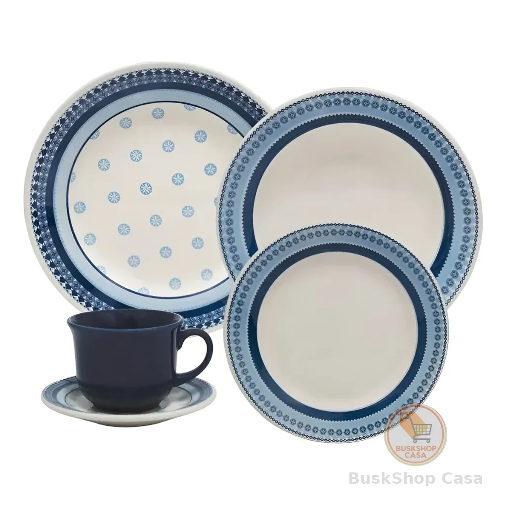 Aparelho de Jantar e Chá 20 Peças Donna Colb Azul e branco