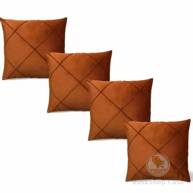 Kit 4 Almofadas Cheias Suede Drapeada 45x45 Sala Quarto Sofa