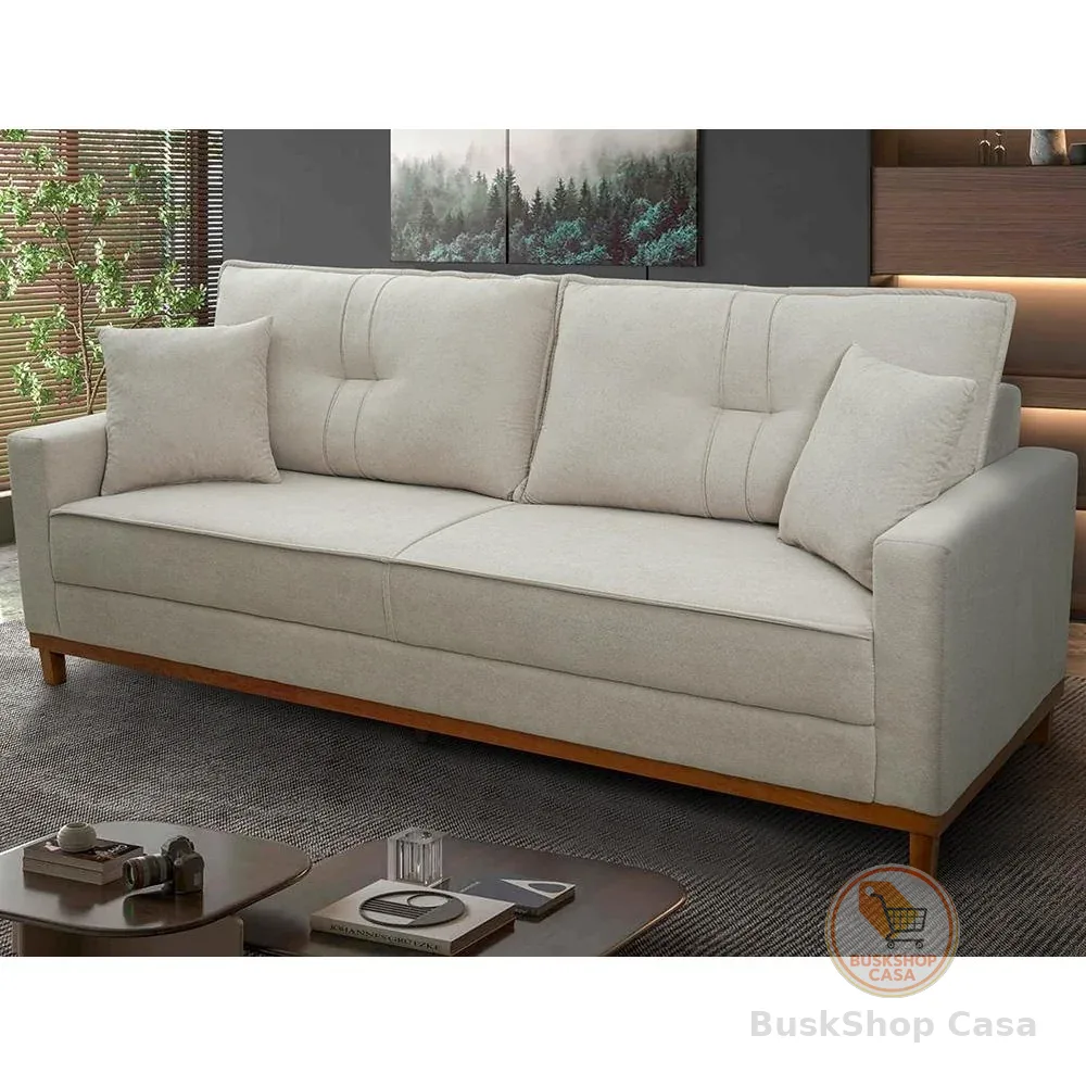 🧡 Sofá Living Malibu 2,30m Bege Bouclê - King House