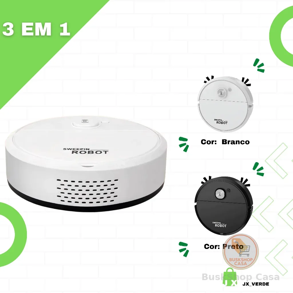 Robô Varredora/Aspirador De Pó Automática 3 Em 1 Limpeza Doméstica Robótico Inteligente E Silencioso