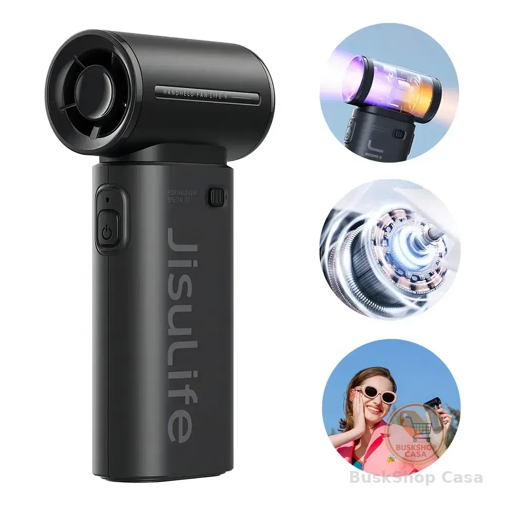 Ventilador Portátil Jisulife Life9 Recarregável 5000mah 5 Velocidades Preto