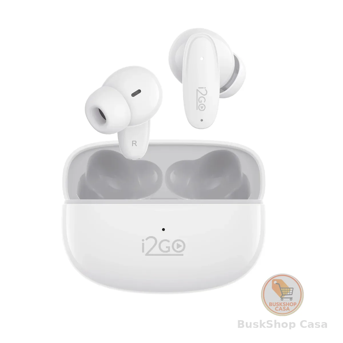 I2GO, Fone de Ouvido, Bluetooth 5.3, TWS, Air Buds GO 2.0, Controle Touch, 40 Horas totais de Bateria, Microfone com ENC, Isolamento Acústico, Branco, i2GO Plus