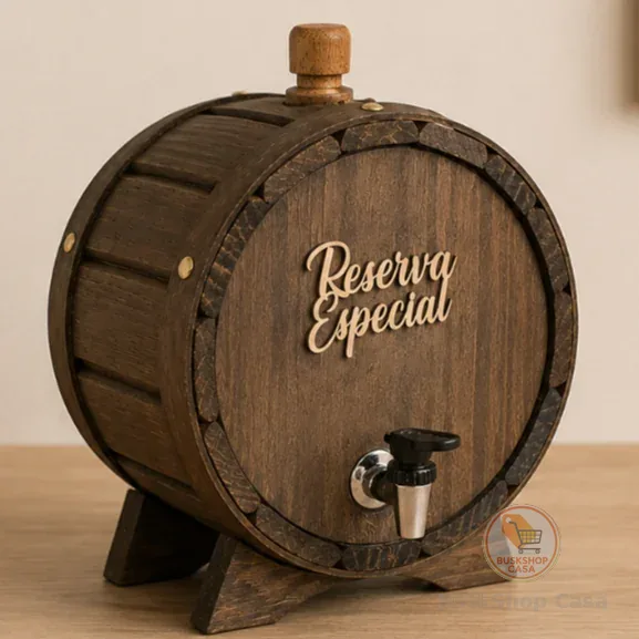Pingômetro Barrica 1 Litro Madeira Artesanal Barril de Cachaça Artesanal