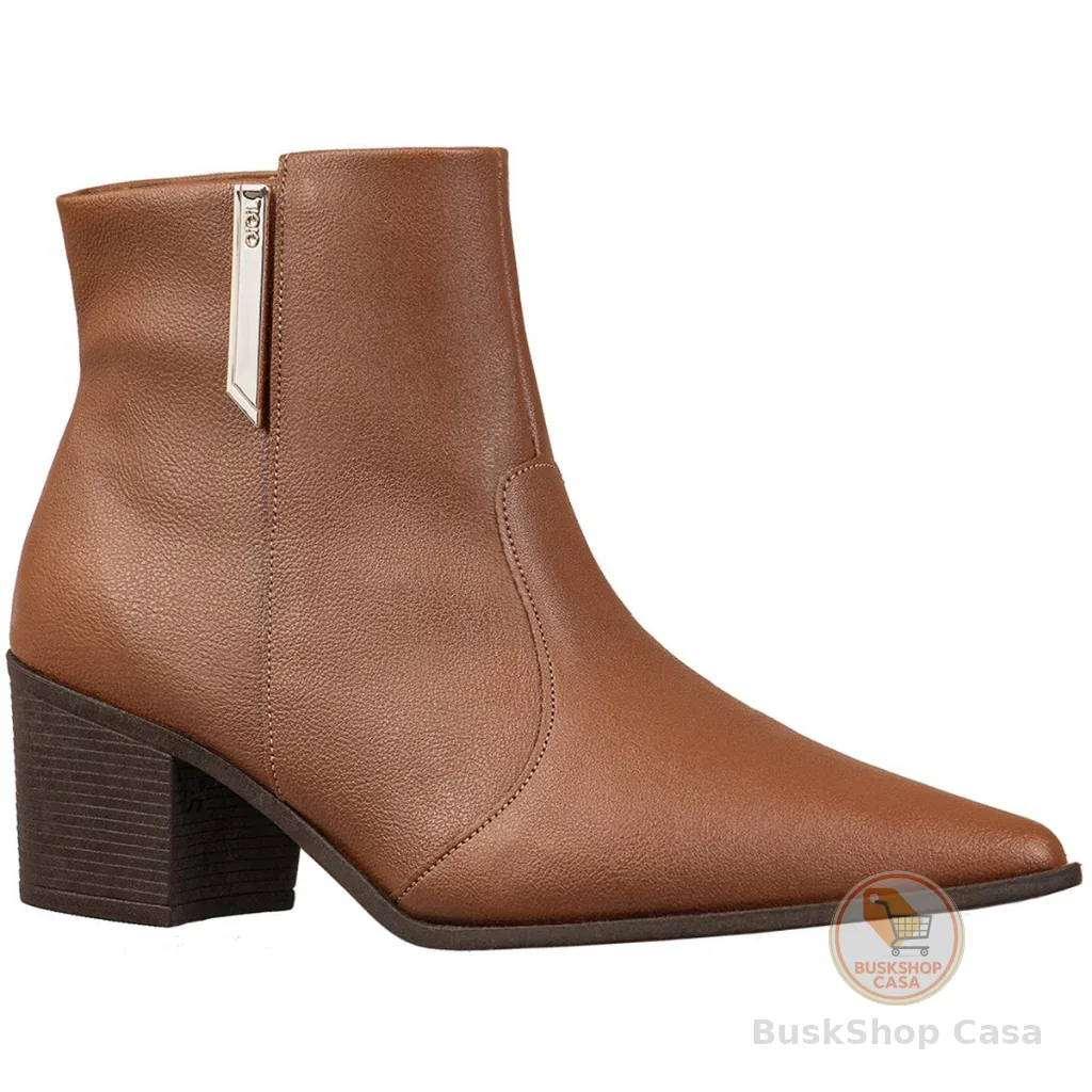 🧡 Bota Feminina GiGiL Bico Fino Cano Médio Salto  Grosso Médio Detalhe Lateral Confortável  Blogueira