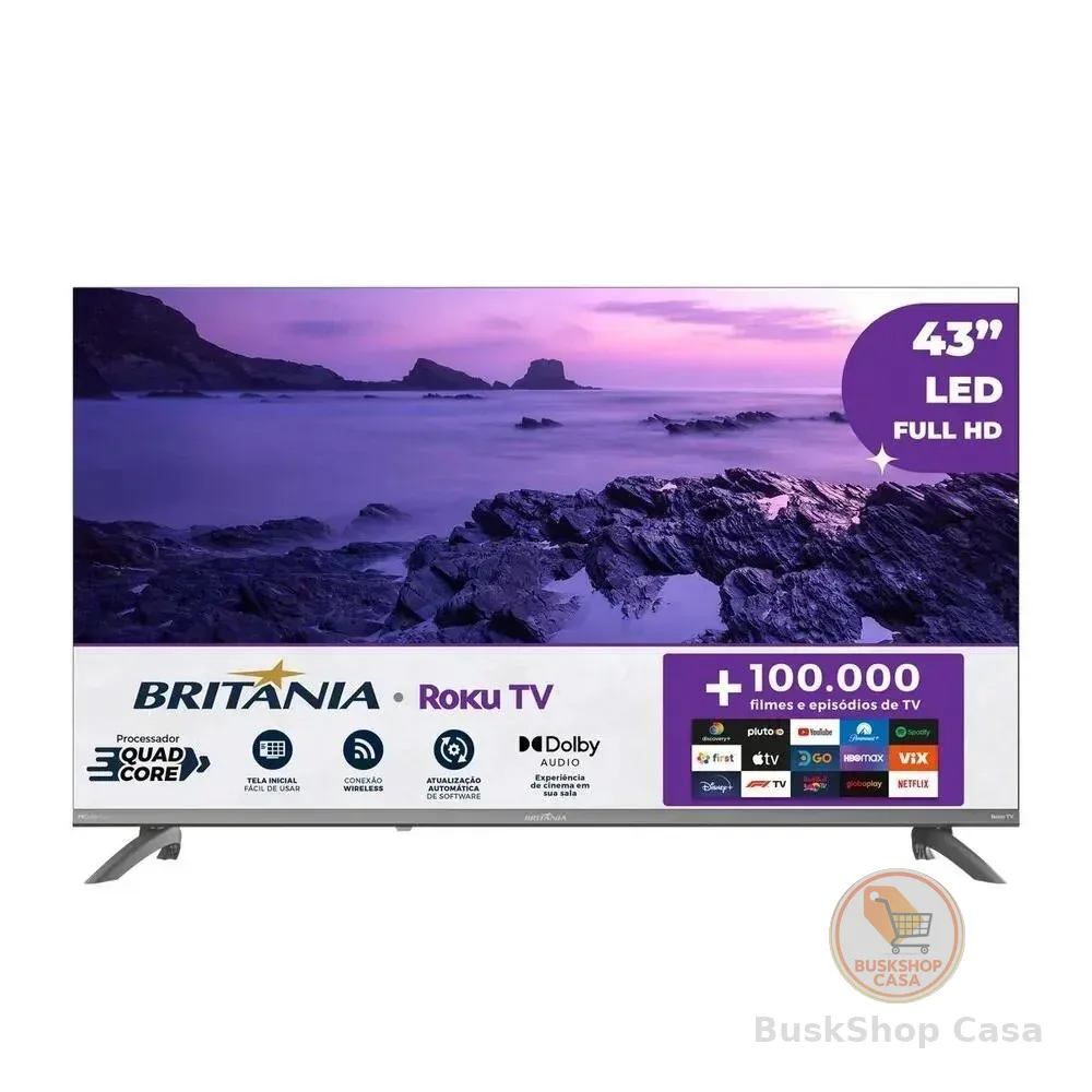 🧡 Smart TV 43” Britânia B43CRA Full HD Wi-Fi HDMI USB Conversor Digital