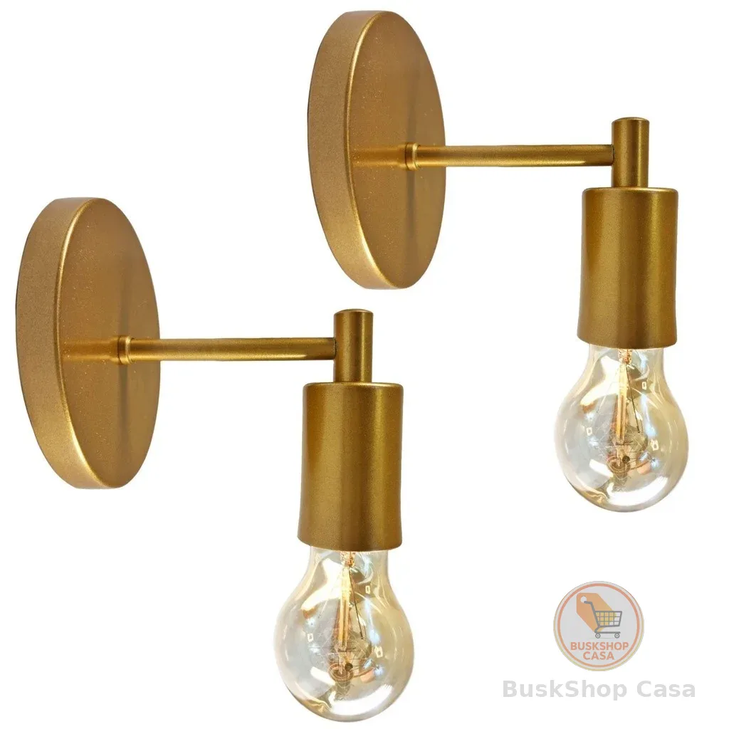 Kit 2 Arandelas Luminária Parede Sala Cozinha Quarto Cama Lavabo Alumínio Soquete E27 - Várias Cores