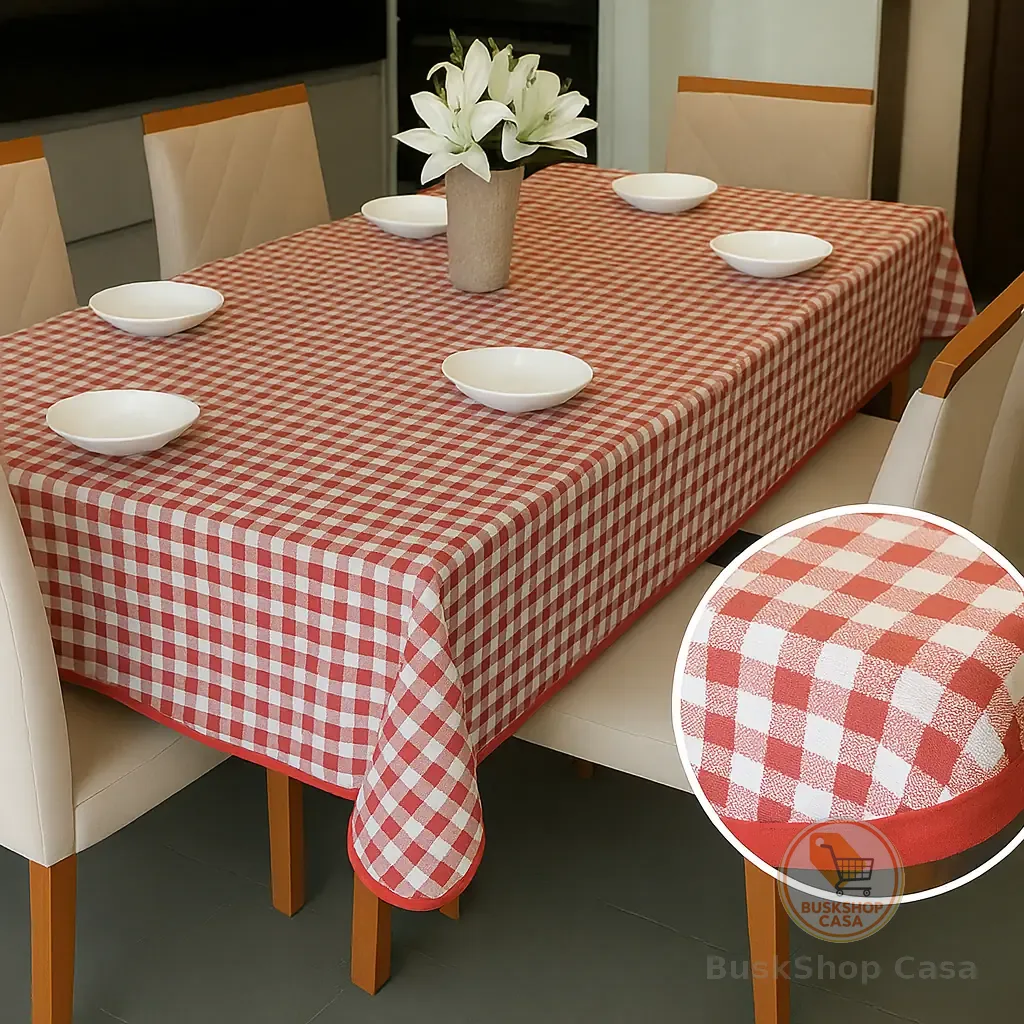 Toalha de Mesa Xadrez 4 - 6 - 8 - 10 - 12 Lugares Retangular Decoração