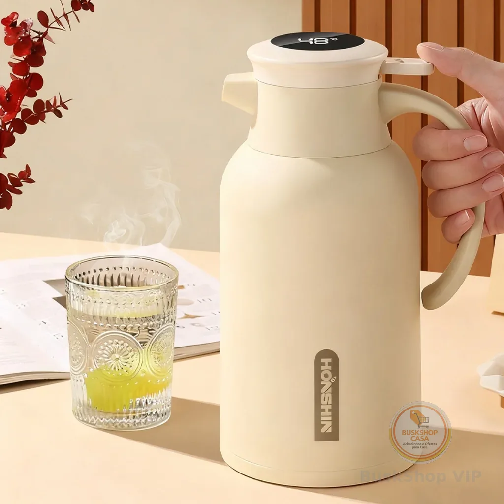Garrafa Térmica Inteligente 1L com Display Digital de Temperatura，Controle Exato e Isolamento a Vácuo para Bebidas