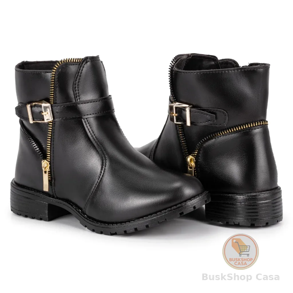 🧡 Bota Botinha Feminina Casual Cano Curto Sem Salto Moda Blogueira Inverno com Zíper